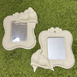 Vintage love bird plastic framed mirrors set of 2